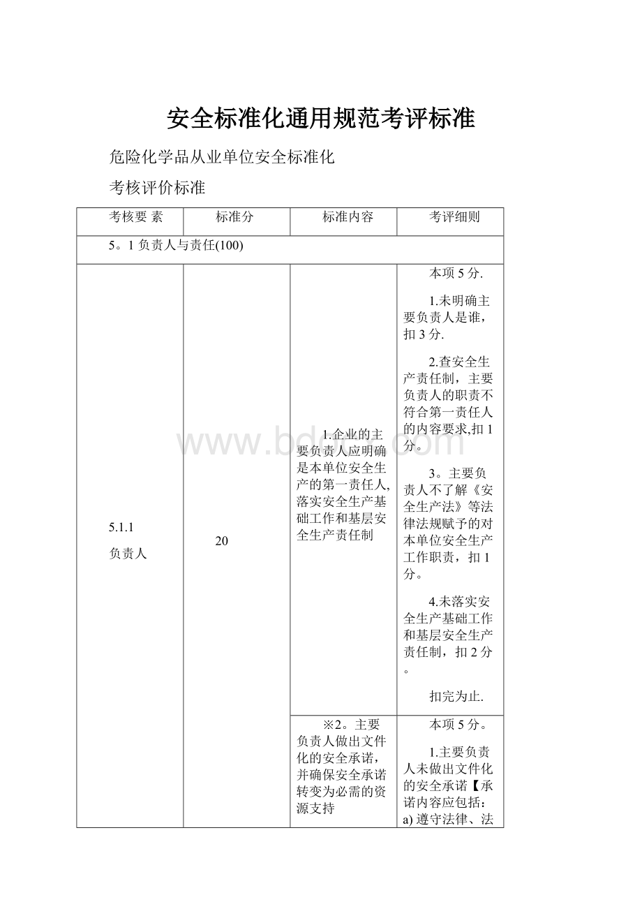 安全标准化通用规范考评标准.docx_第1页