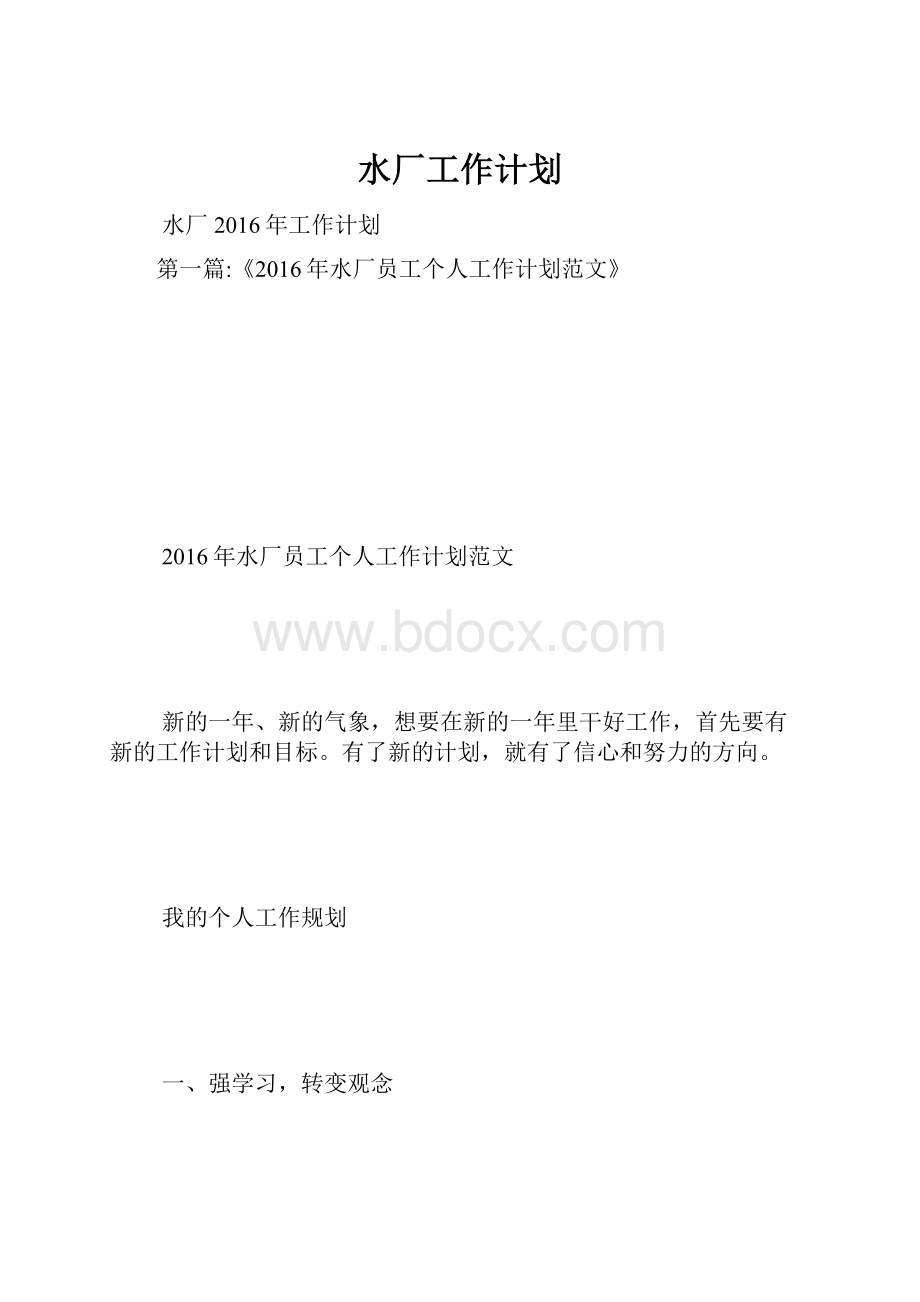 水厂工作计划.docx_第1页