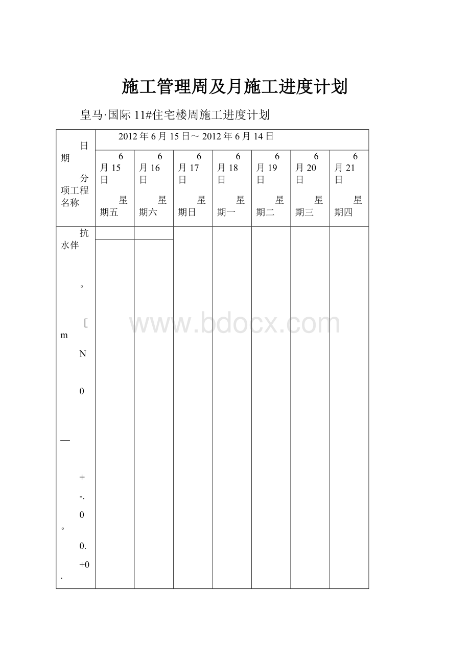 施工管理周及月施工进度计划.docx_第1页