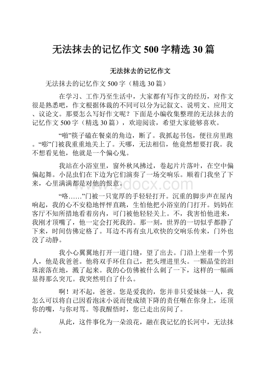 无法抹去的记忆作文500字精选30篇.docx