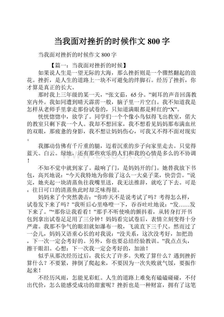 当我面对挫折的时候作文800字.docx_第1页