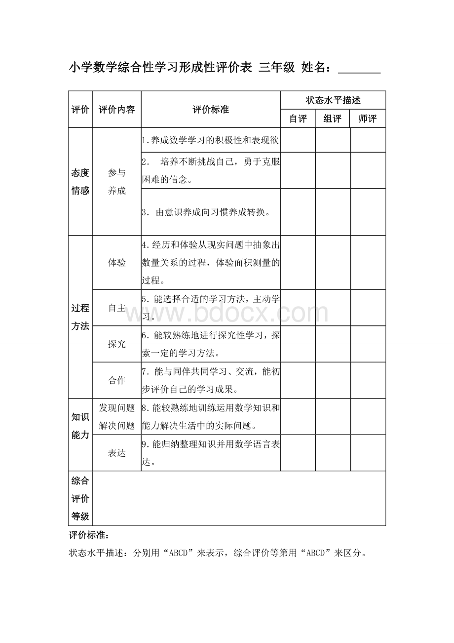 小学数学学科综合学习能力评价表(低).doc_第2页