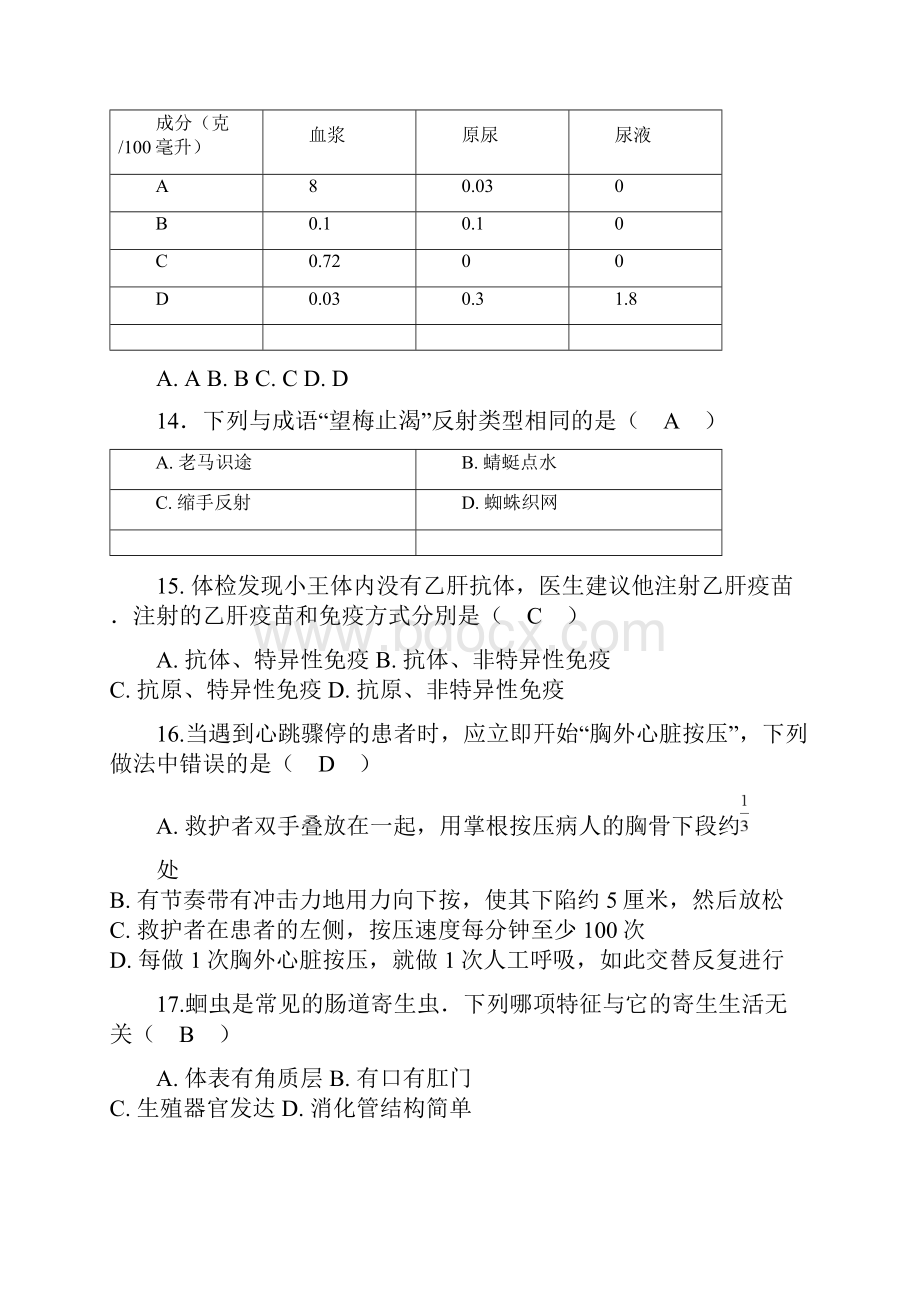 配套K12学习湖北省武汉市中考生物真题试题含答案.docx_第3页