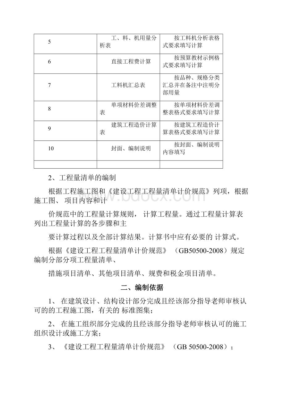 建筑工程专业毕业设计任务书工程计价文件编制部分.docx_第2页