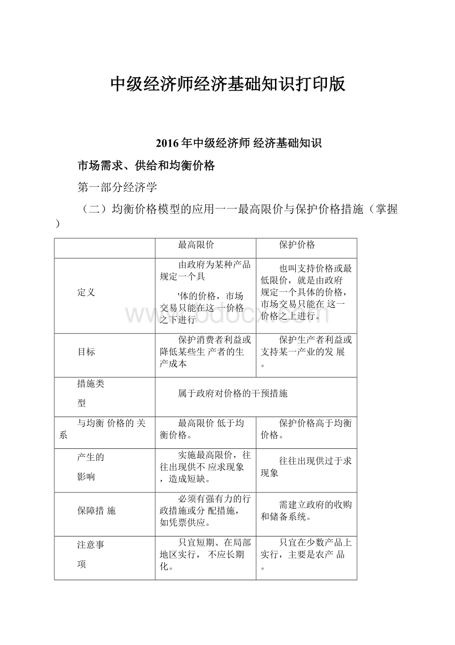 中级经济师经济基础知识打印版.docx_第1页