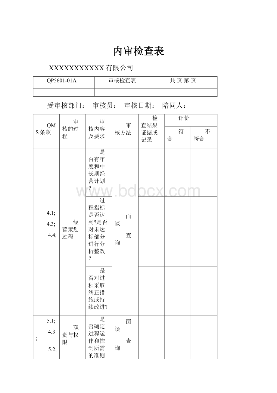 内审检查表.docx