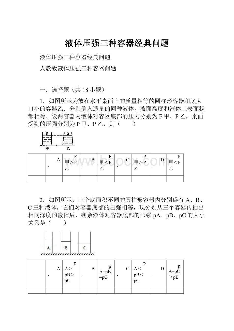 液体压强三种容器经典问题.docx