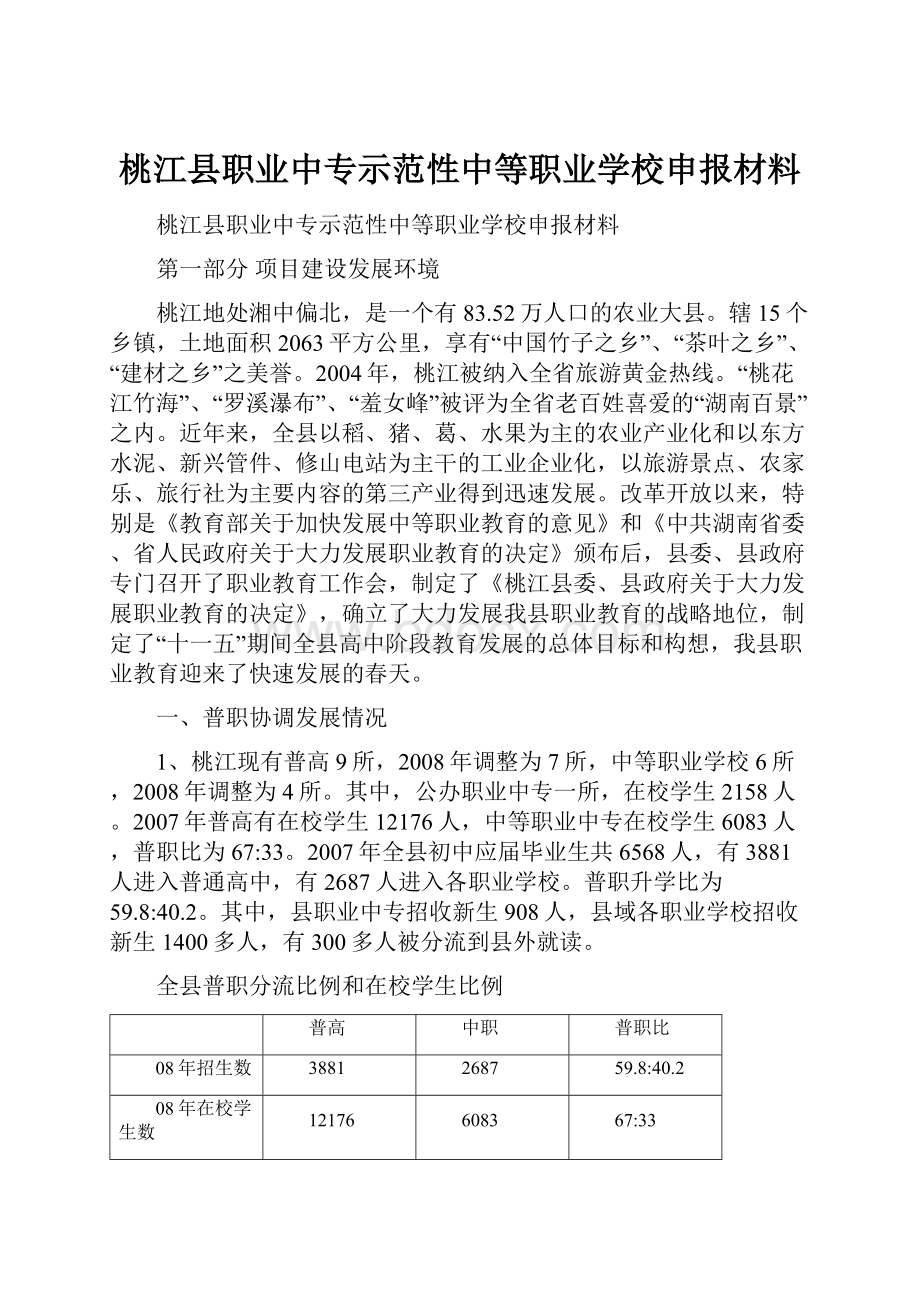 桃江县职业中专示范性中等职业学校申报材料.docx