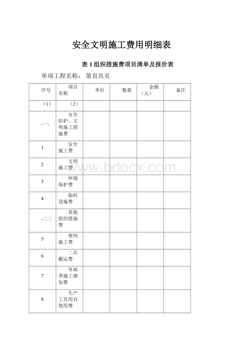 安全文明施工费用明细表.docx