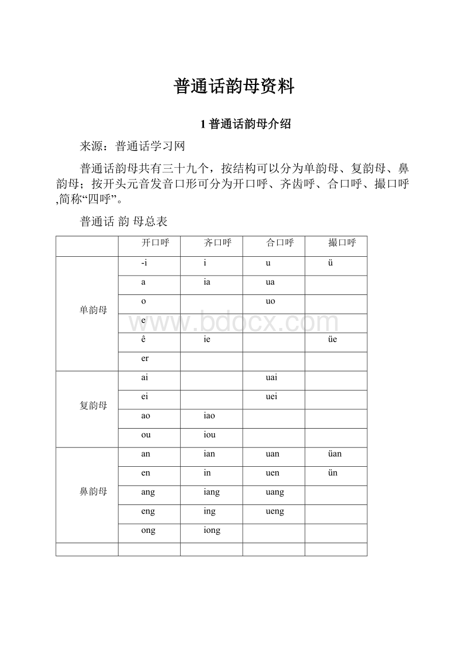 普通话韵母资料.docx_第1页