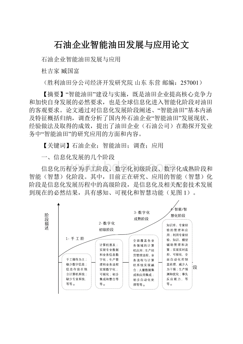 石油企业智能油田发展与应用论文.docx