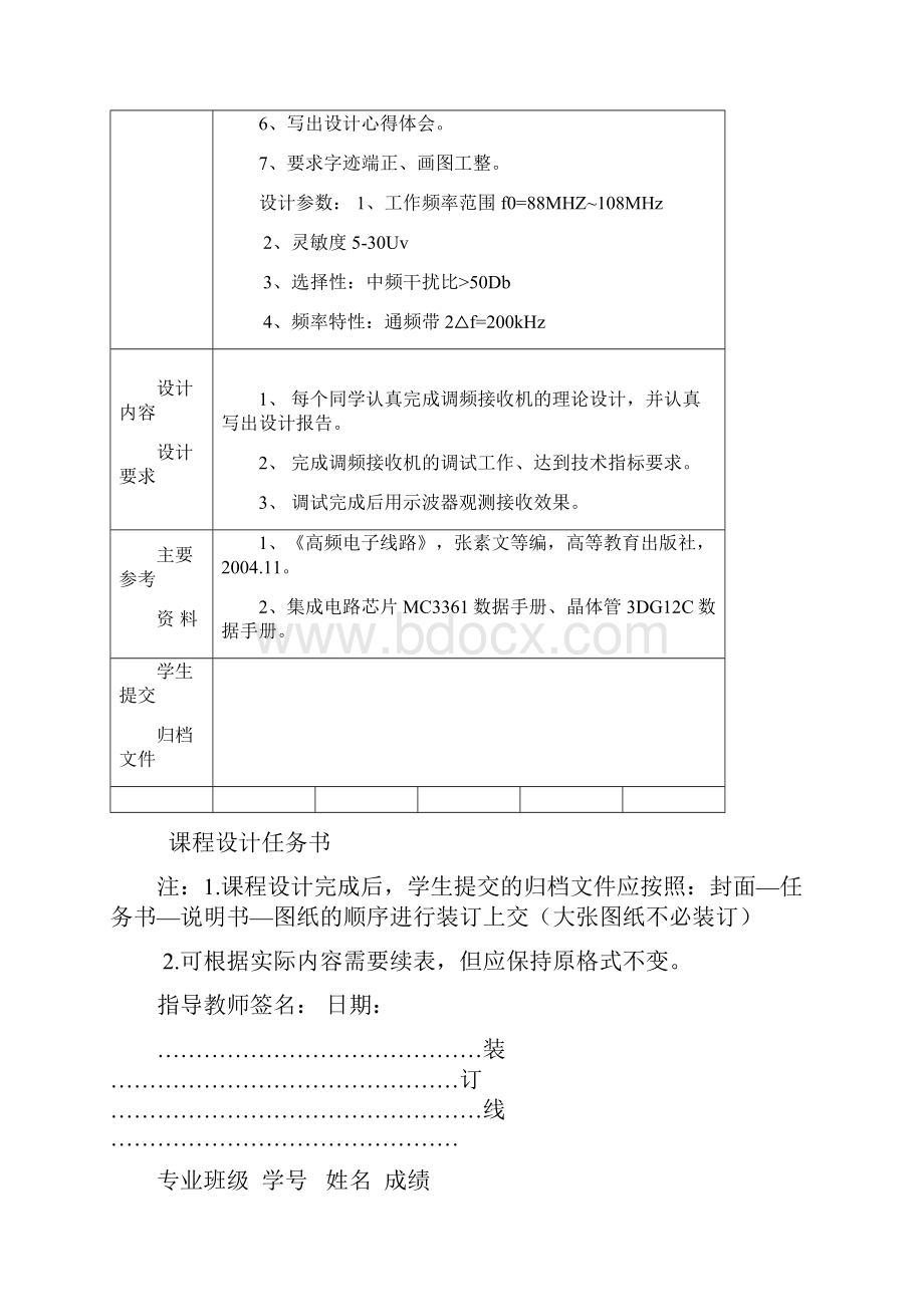 完整word版高频电子线路课程设计调频接收机设计.docx_第2页