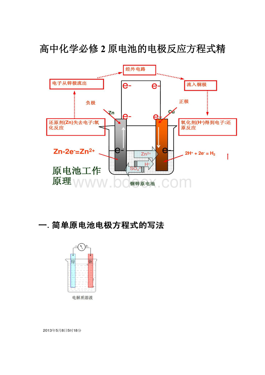 高中化学必修2原电池的电极反应方程式精.docx