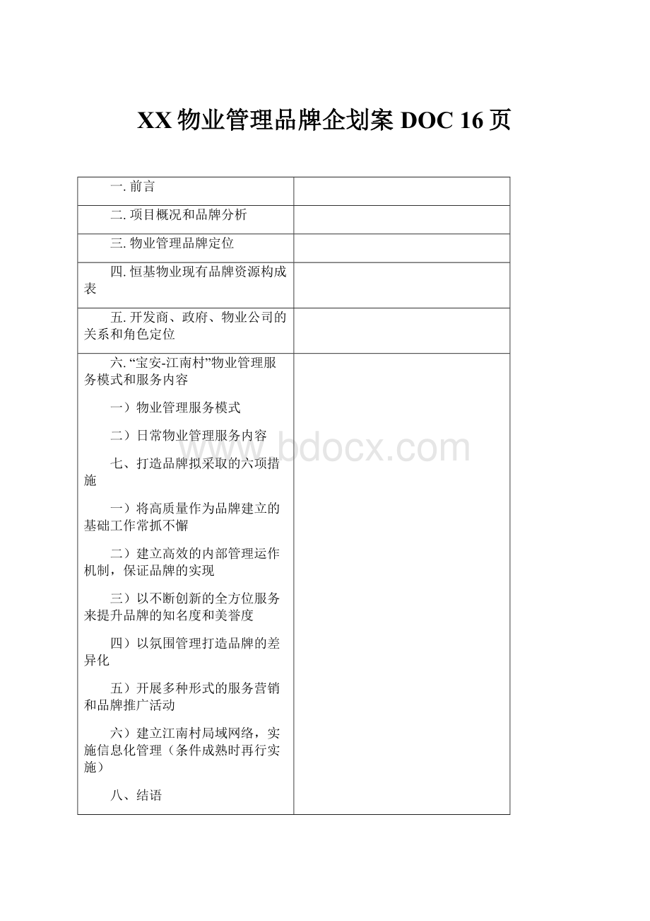 XX物业管理品牌企划案DOC 16页.docx_第1页