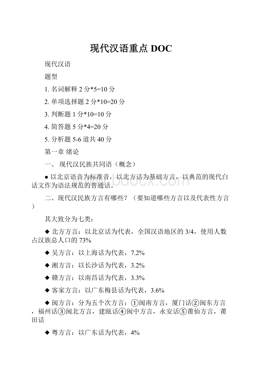 现代汉语重点DOC.docx_第1页