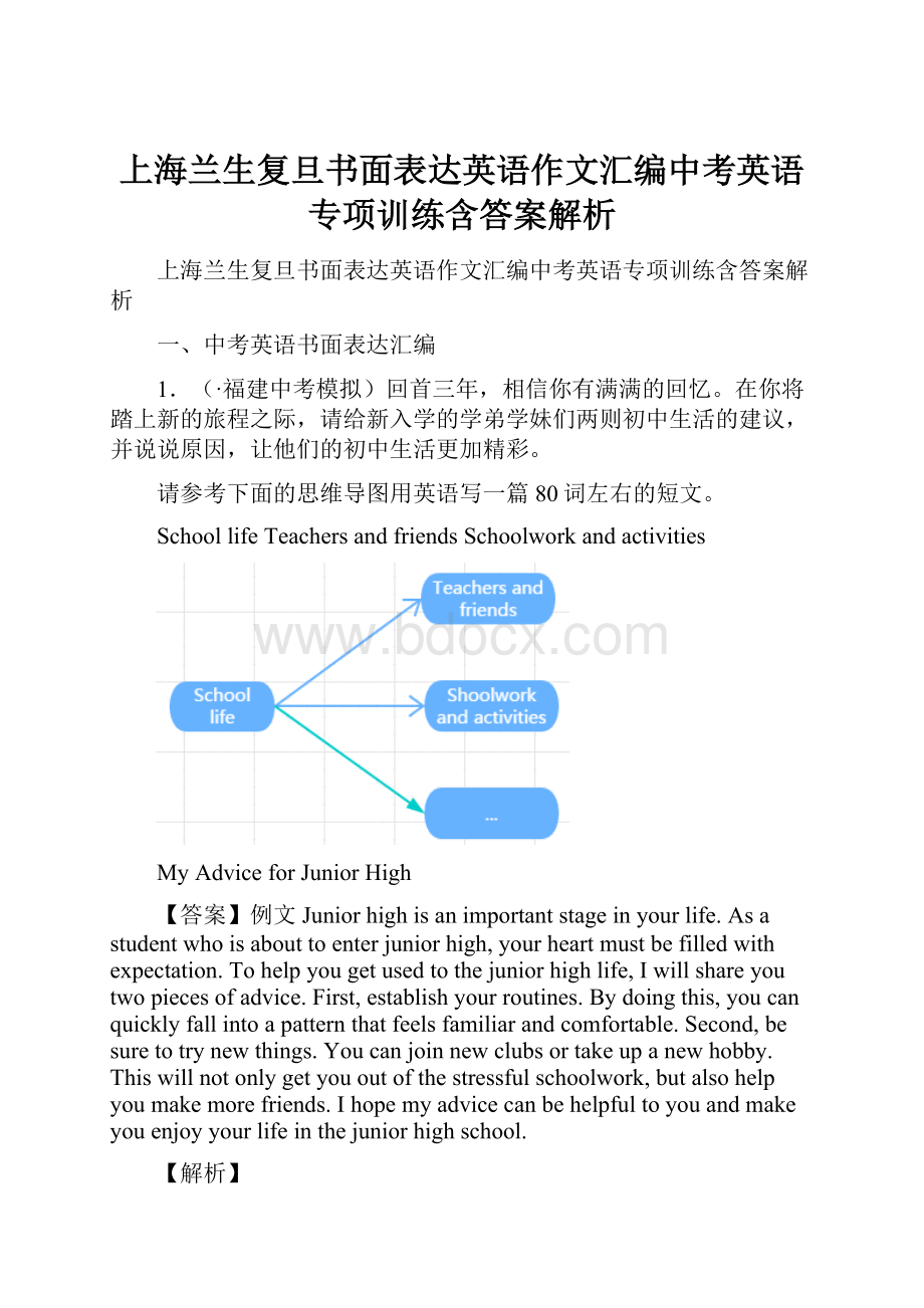 上海兰生复旦书面表达英语作文汇编中考英语专项训练含答案解析.docx_第1页