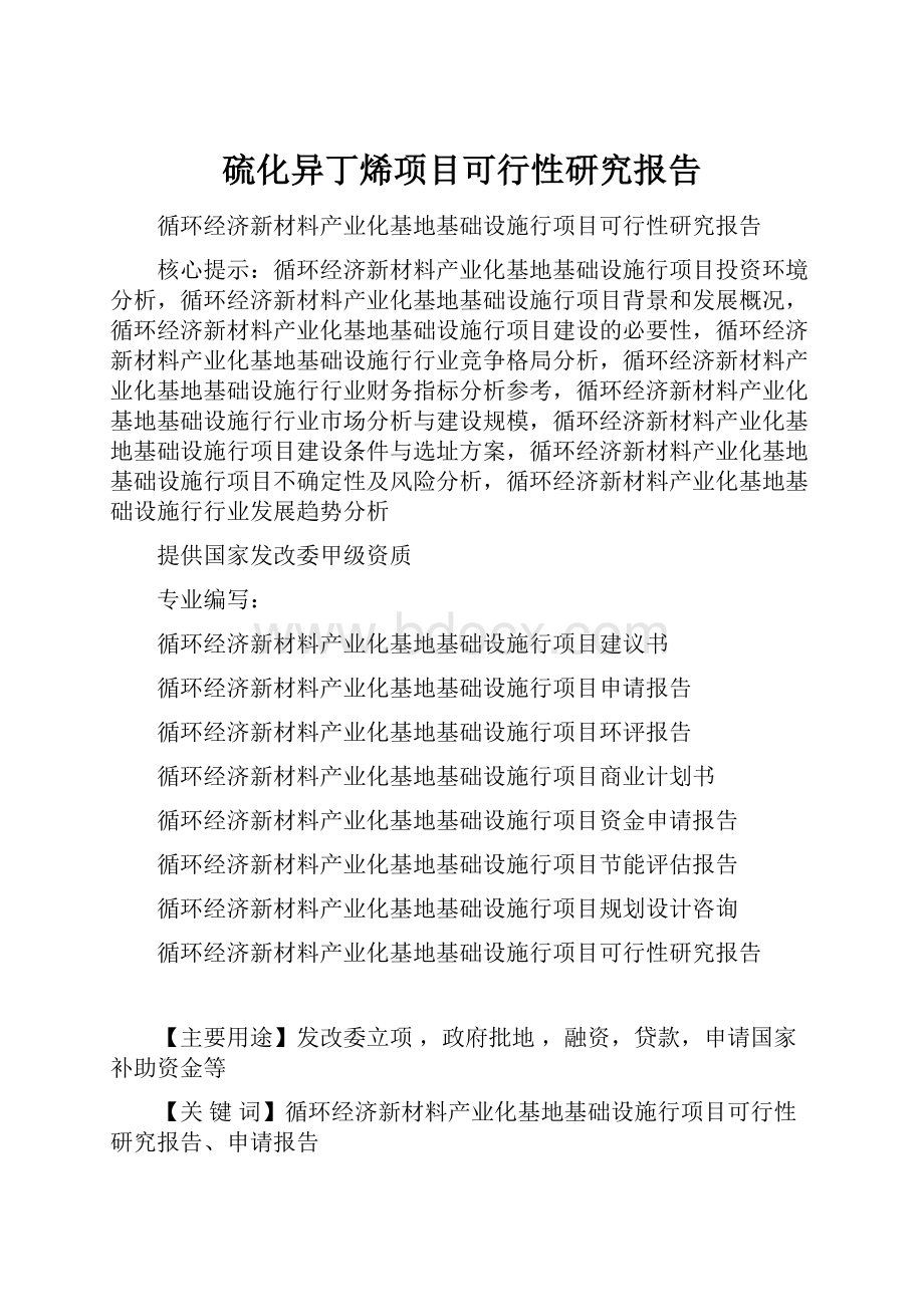 硫化异丁烯项目可行性研究报告.docx