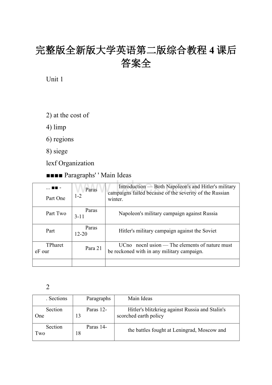 完整版全新版大学英语第二版综合教程4课后答案全.docx