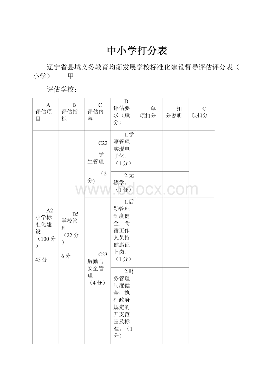 中小学打分表.docx