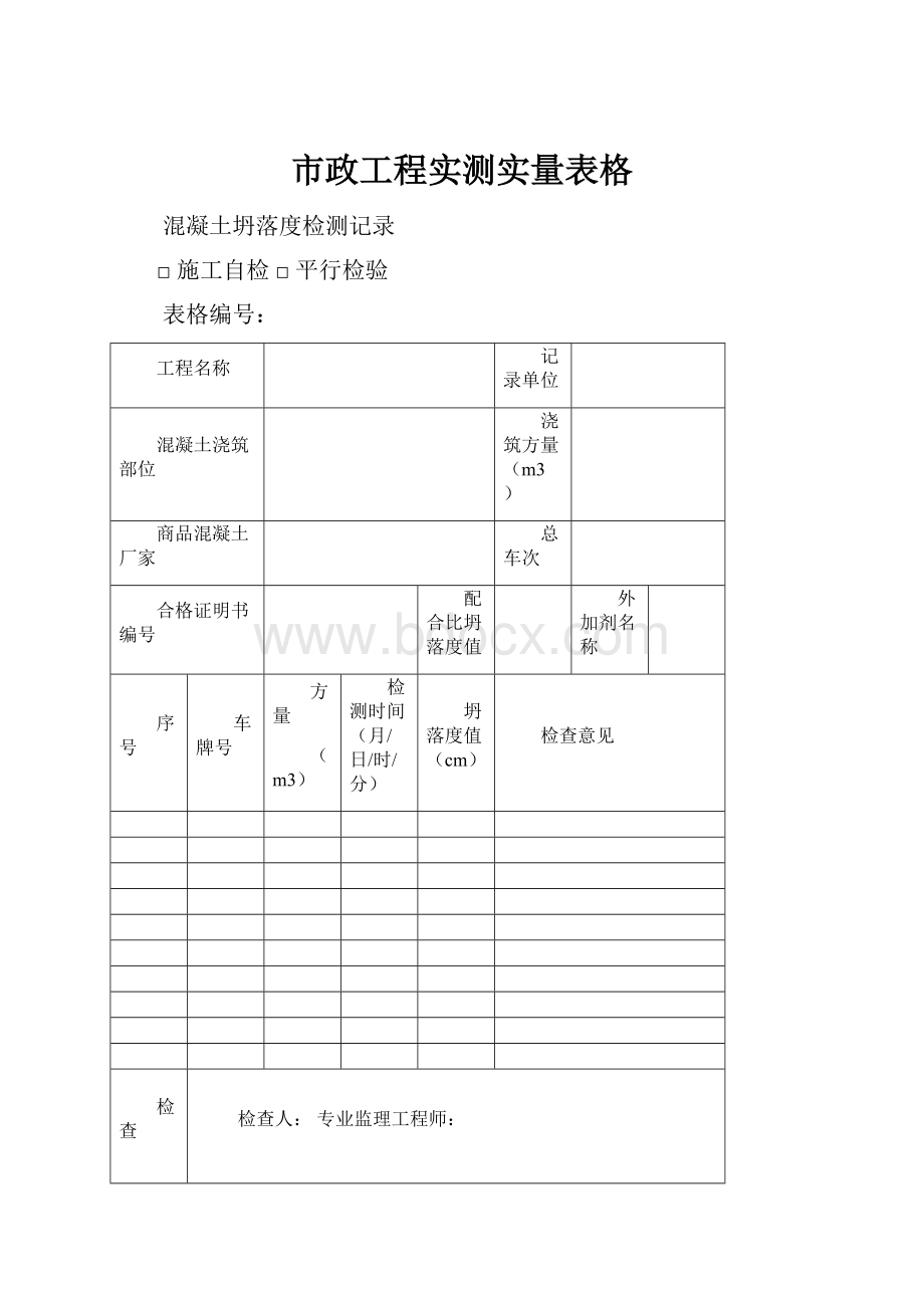 市政工程实测实量表格.docx