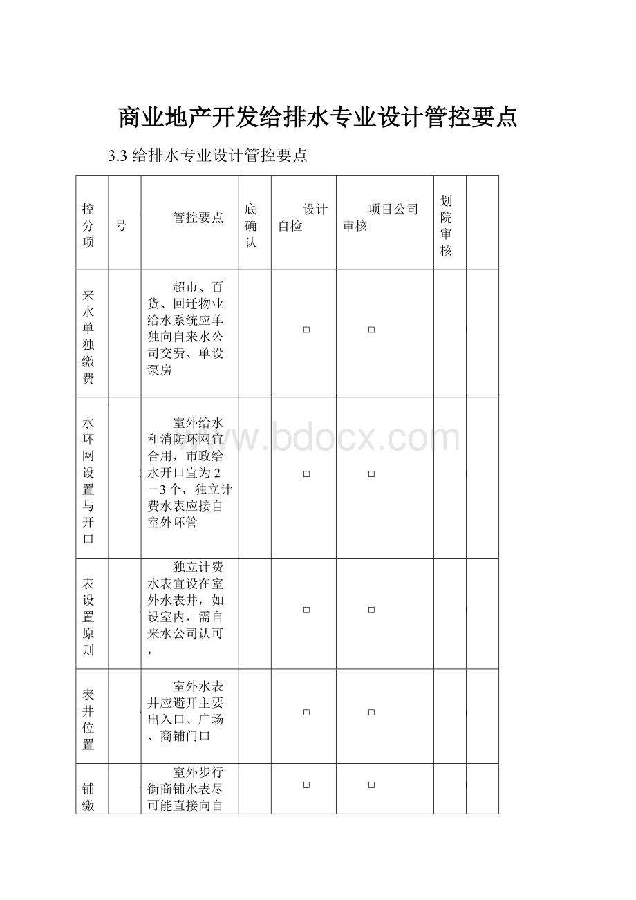 商业地产开发给排水专业设计管控要点.docx_第1页