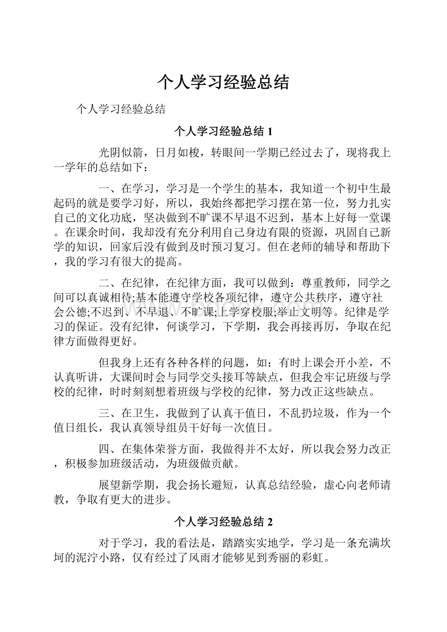 个人学习经验总结.docx