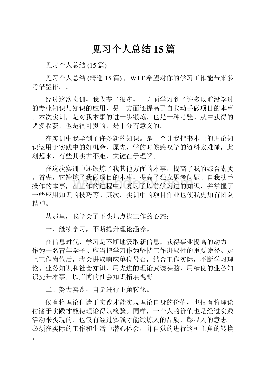 见习个人总结 15篇.docx