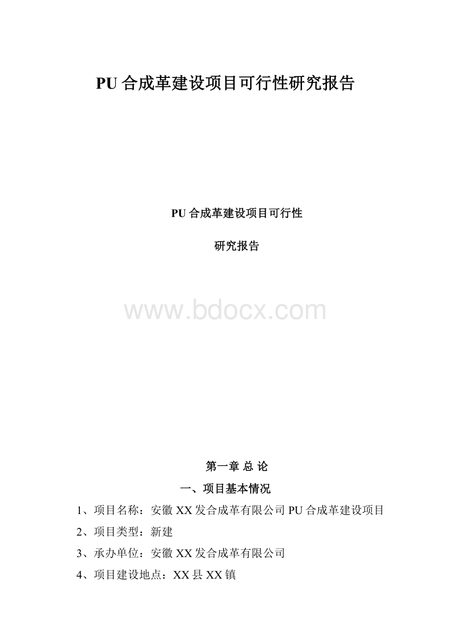 PU合成革建设项目可行性研究报告.docx_第1页