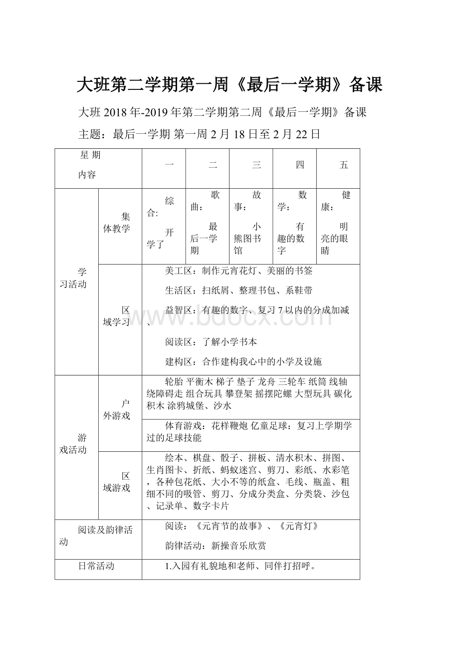 大班第二学期第一周《最后一学期》备课.docx_第1页