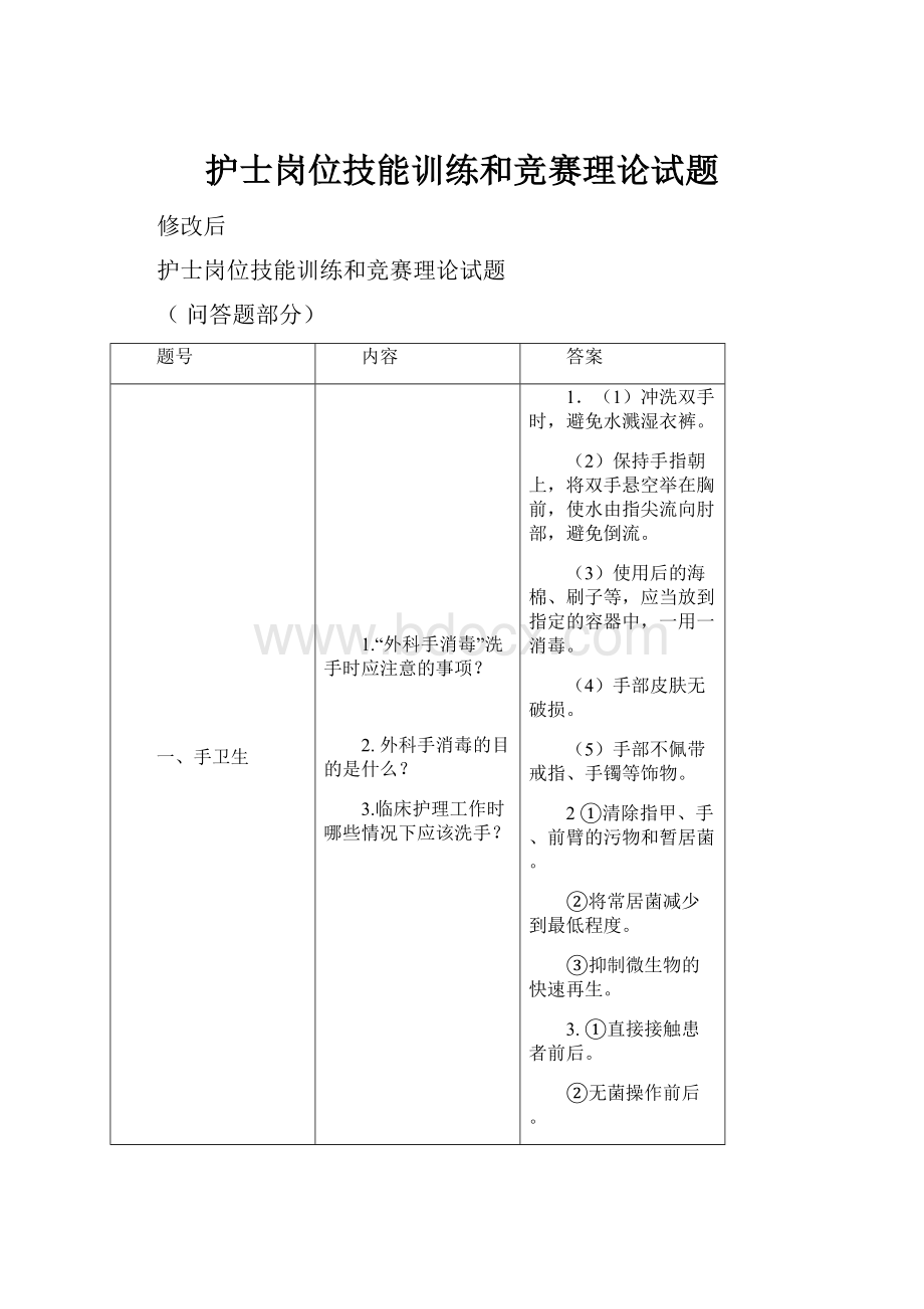 护士岗位技能训练和竞赛理论试题.docx