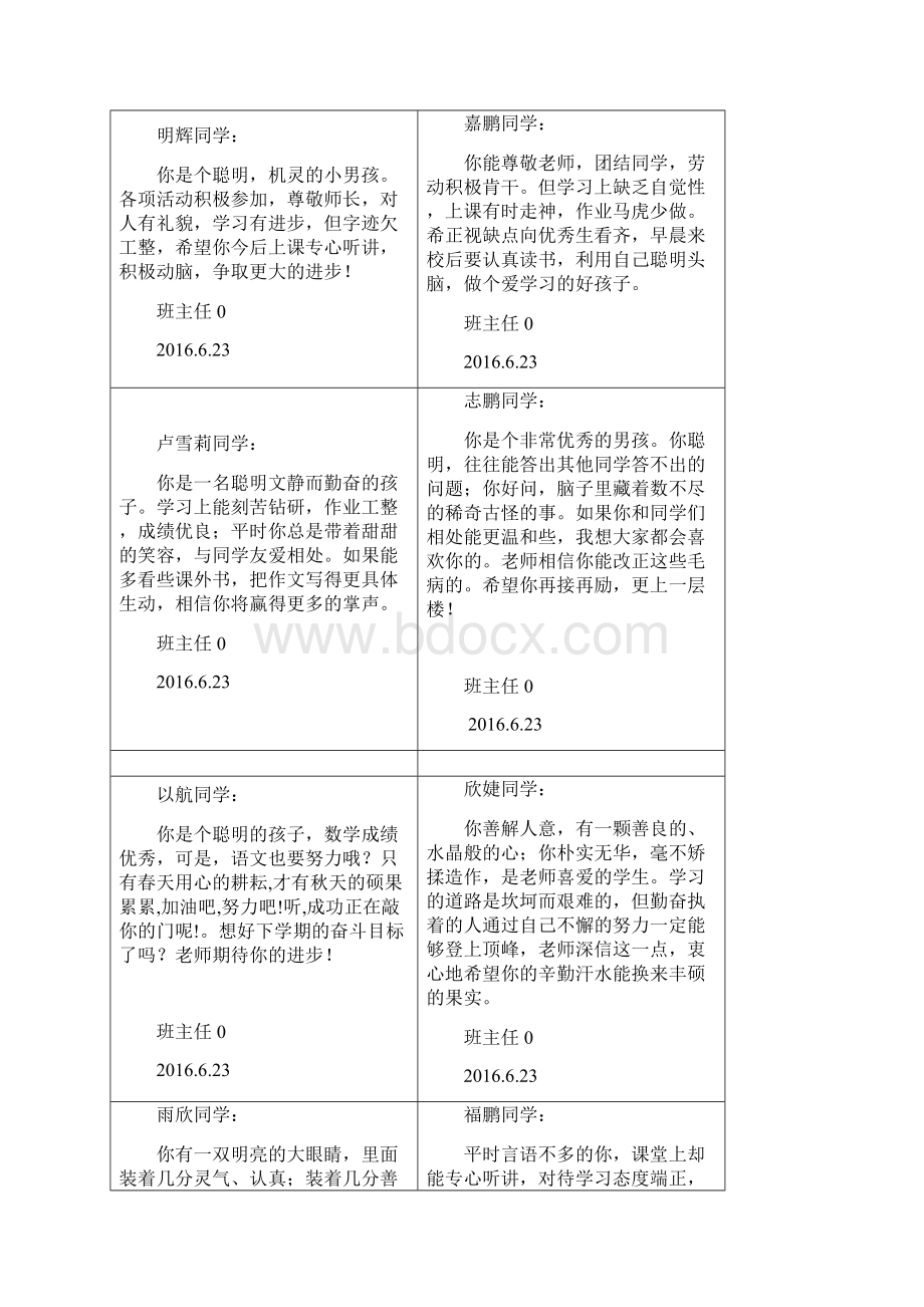 最新五年级下学期学生评语.docx_第3页