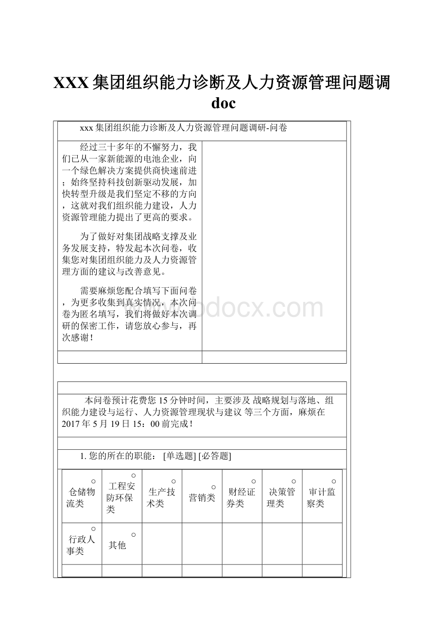 XXX集团组织能力诊断及人力资源管理问题调doc.docx