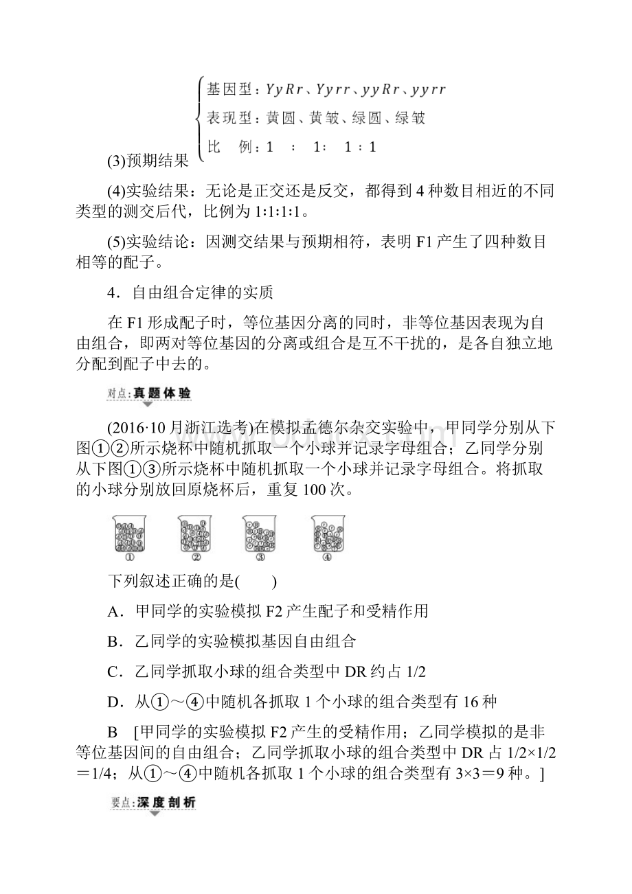 届高三生物一轮复习文档 必修2 第5章 第14讲 自由组合定律 教师用书含答案.docx_第3页