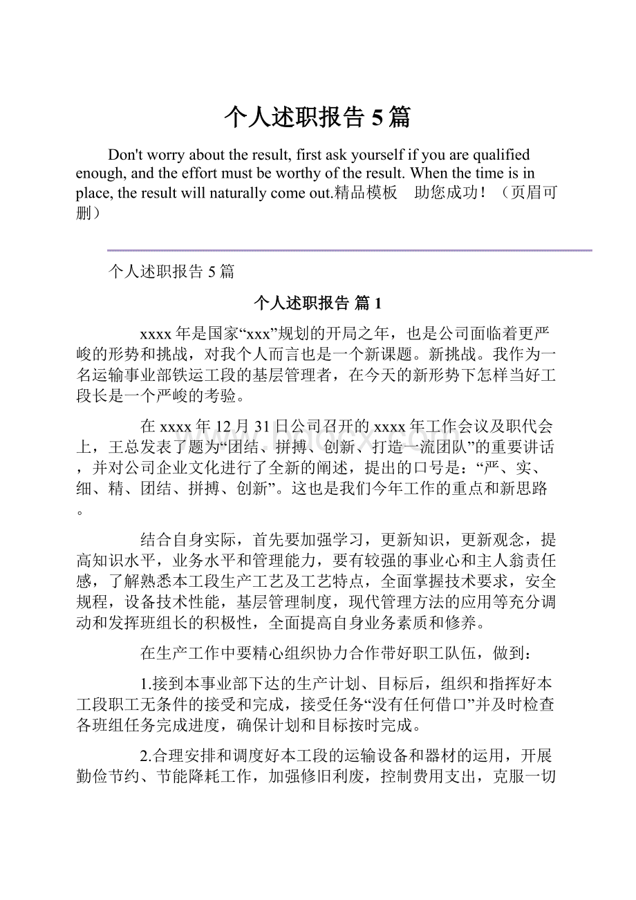 个人述职报告5篇.docx