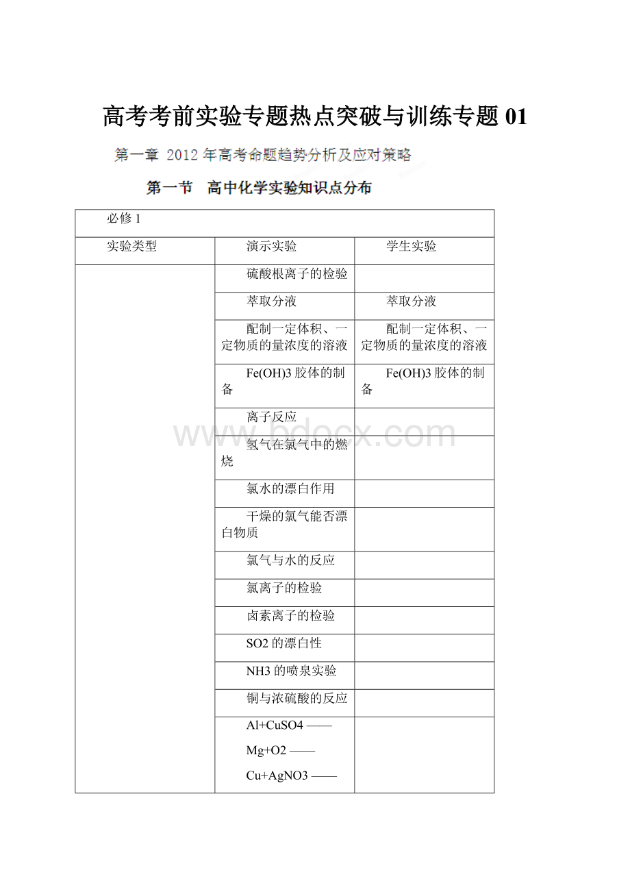 高考考前实验专题热点突破与训练专题01.docx