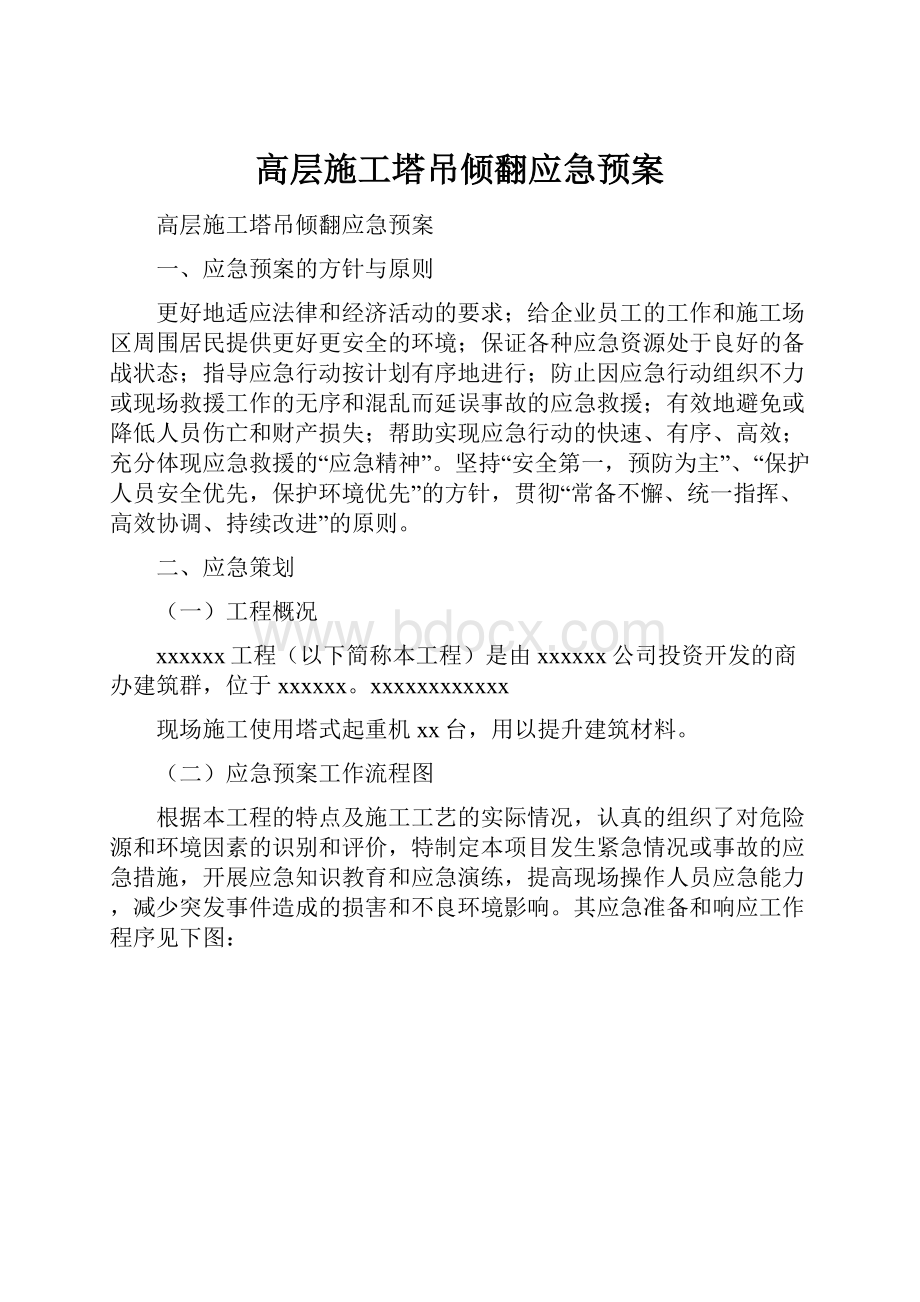 高层施工塔吊倾翻应急预案.docx