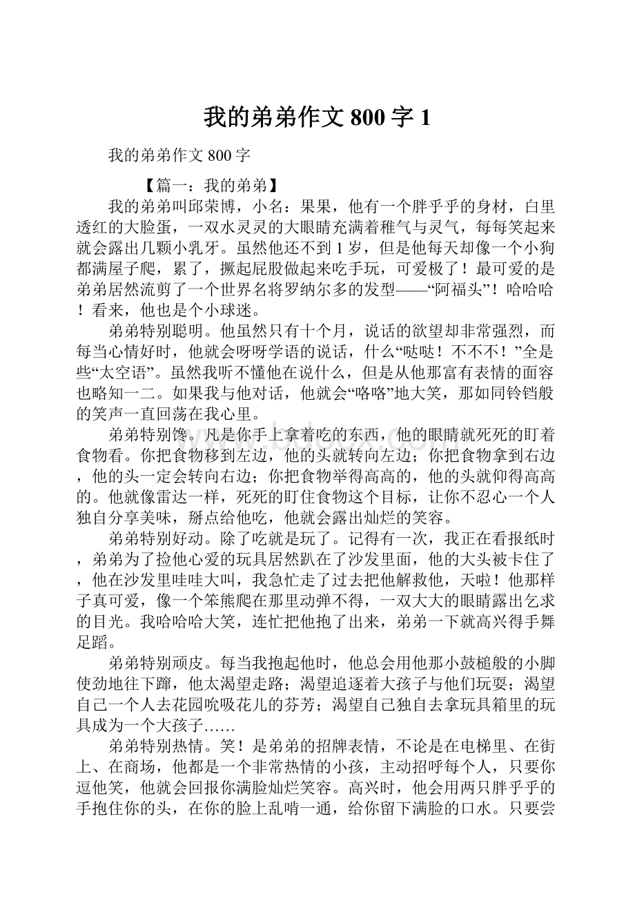 我的弟弟作文800字1.docx