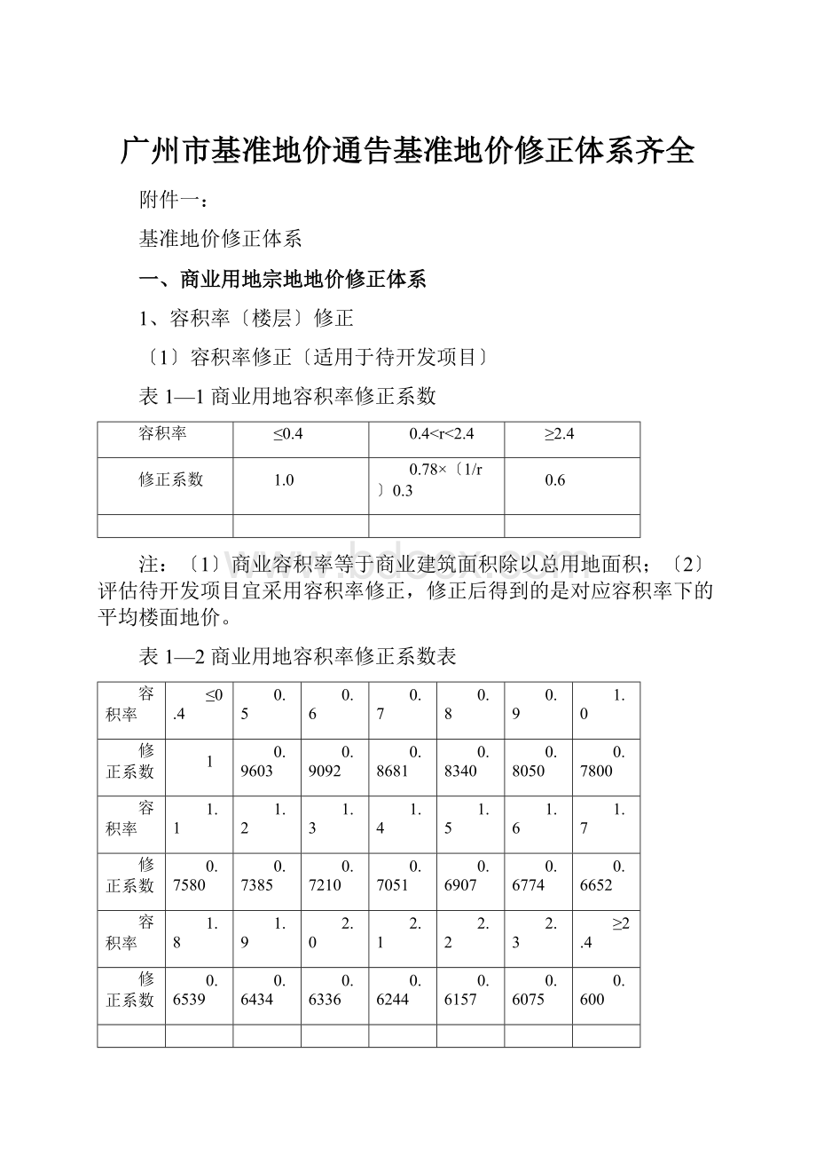 广州市基准地价通告基准地价修正体系齐全.docx