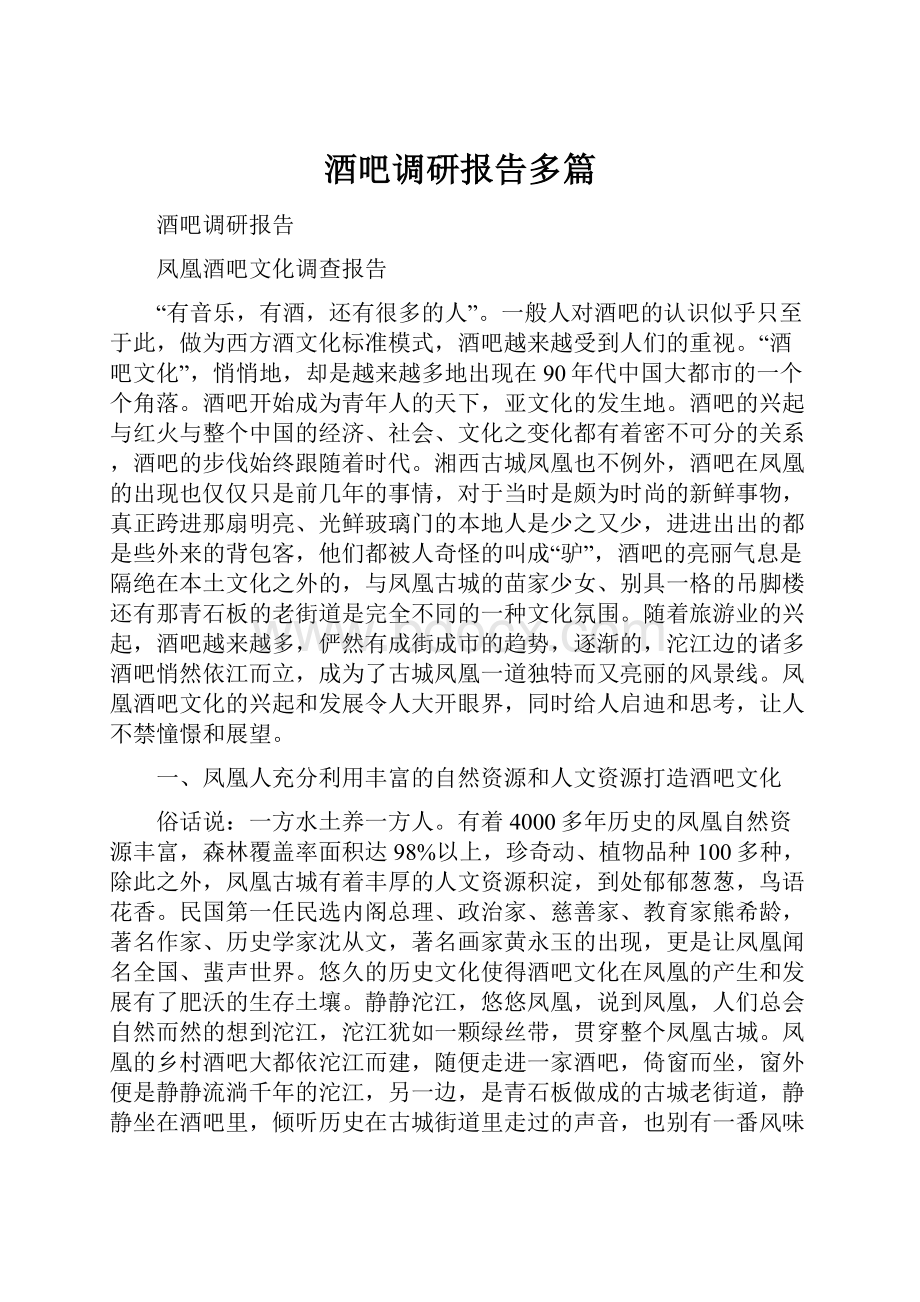 酒吧调研报告多篇.docx