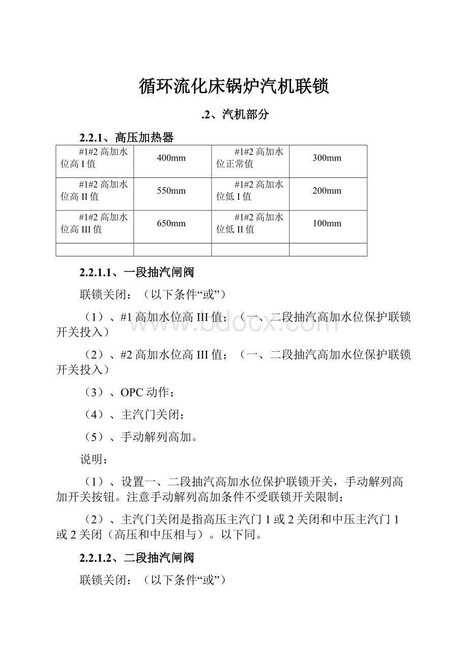 循环流化床锅炉汽机联锁.docx