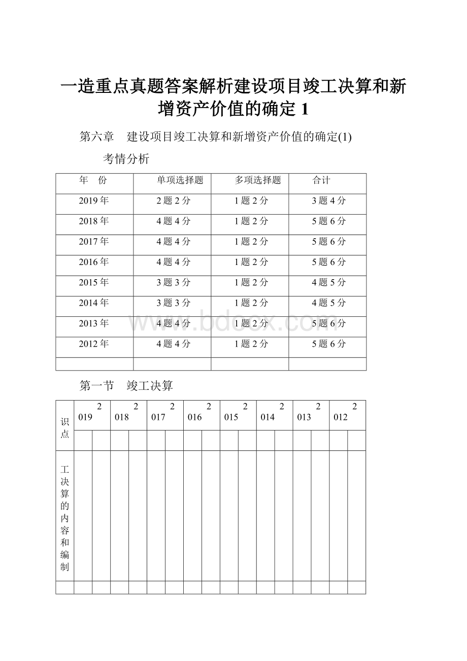 一造重点真题答案解析建设项目竣工决算和新增资产价值的确定1.docx