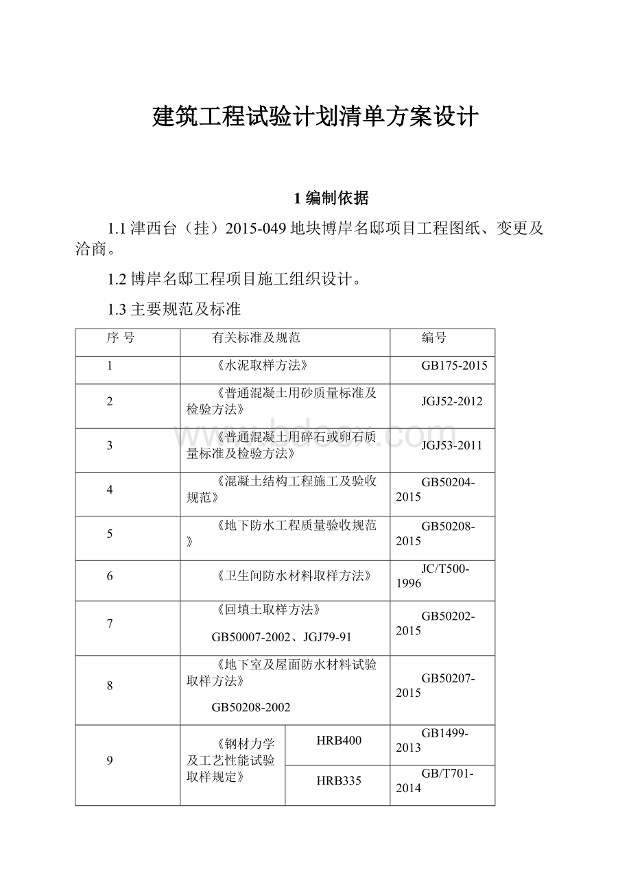 建筑工程试验计划清单方案设计.docx_第1页