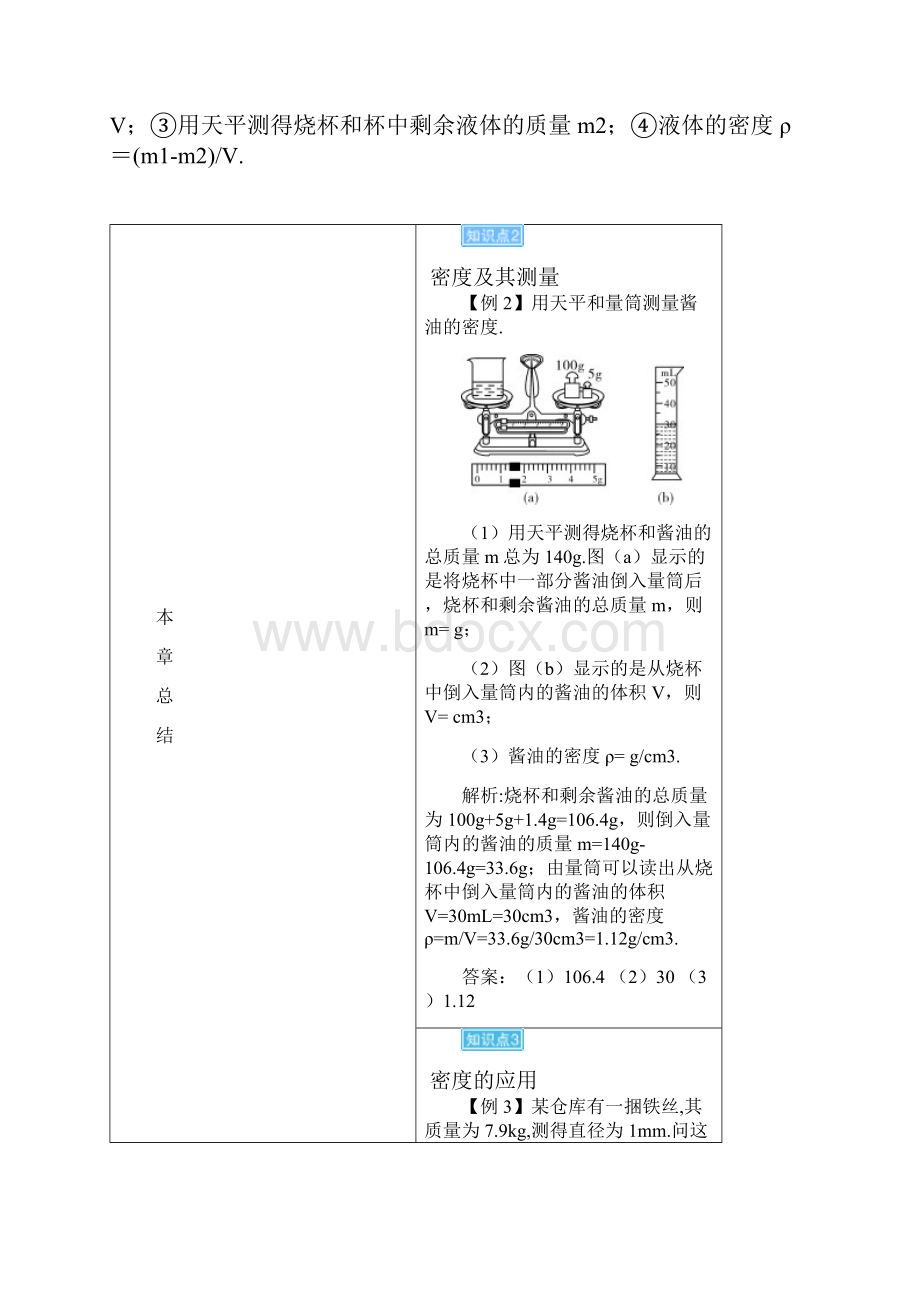 八年级物理上册第六章质量和密度本章复习和总结导学案.docx_第3页