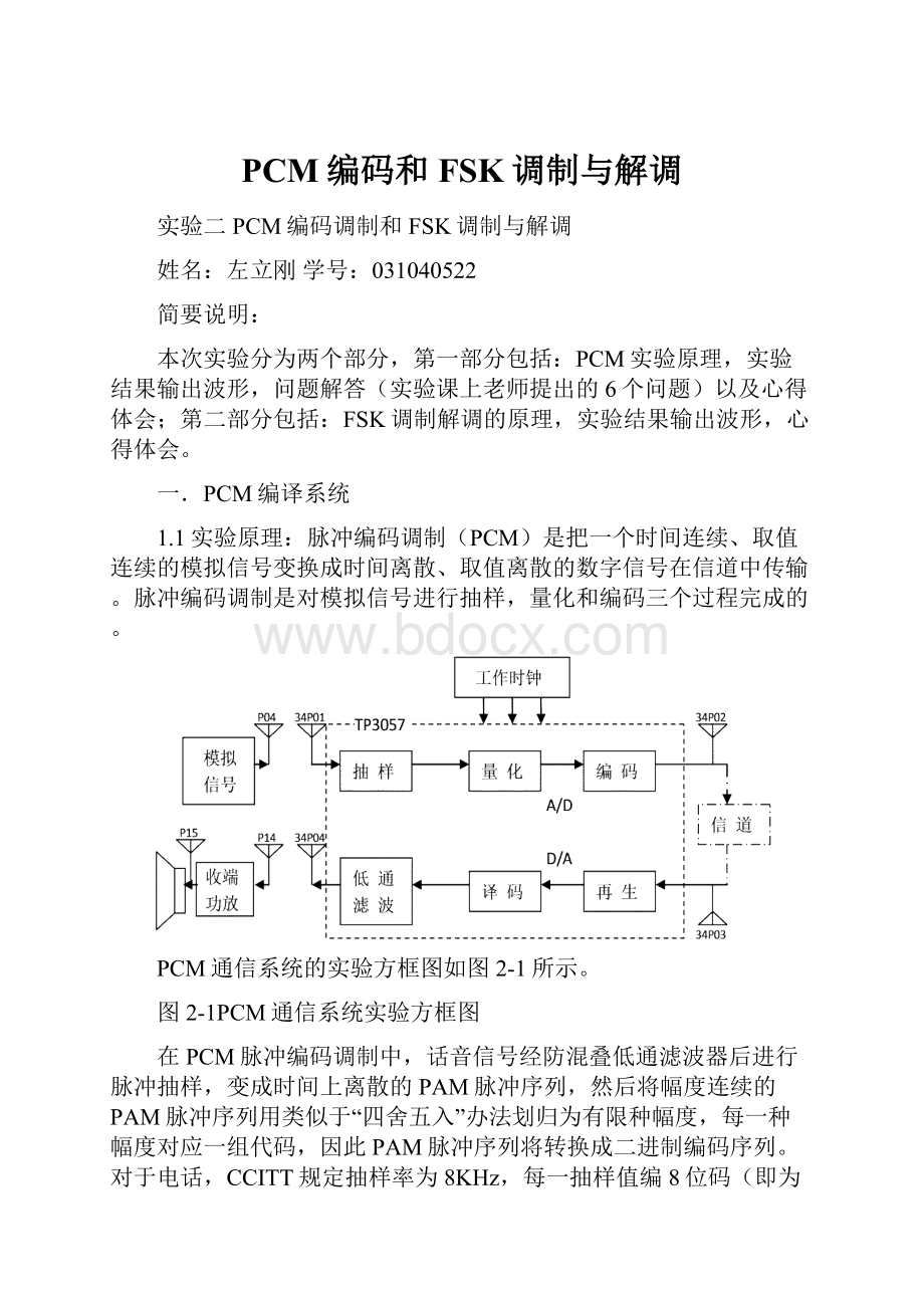 PCM编码和FSK调制与解调.docx