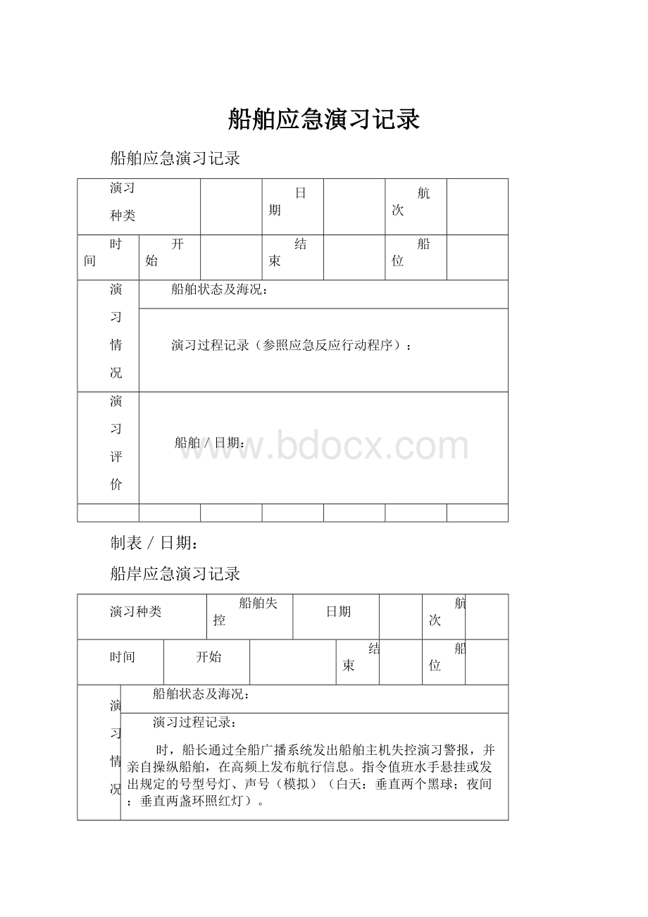 船舶应急演习记录.docx