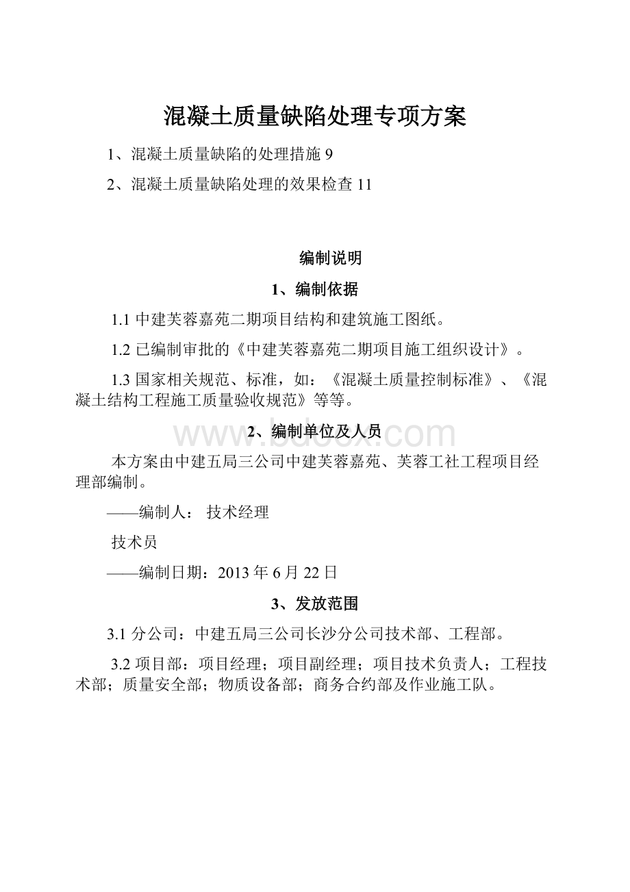 混凝土质量缺陷处理专项方案.docx