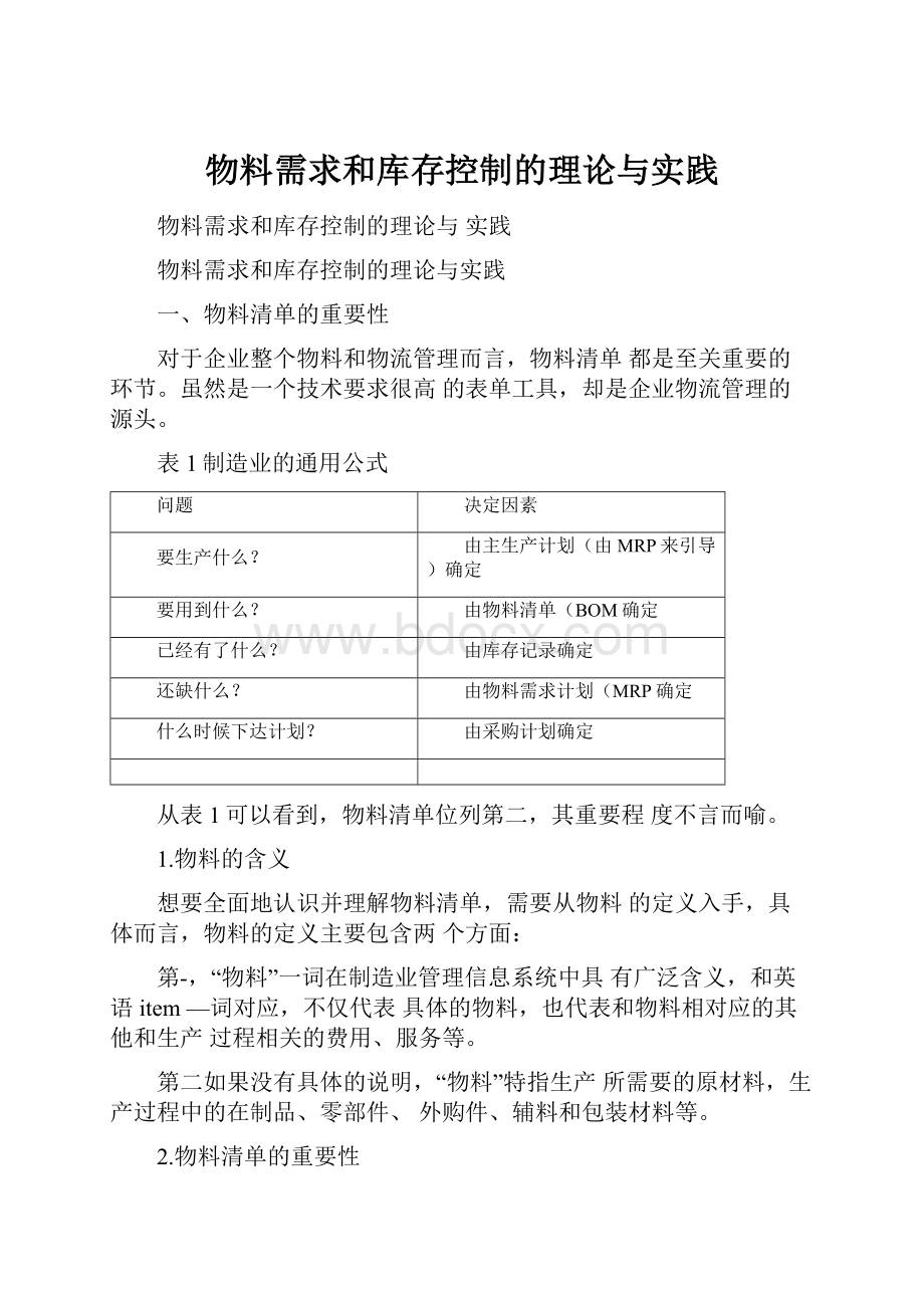 物料需求和库存控制的理论与实践.docx_第1页