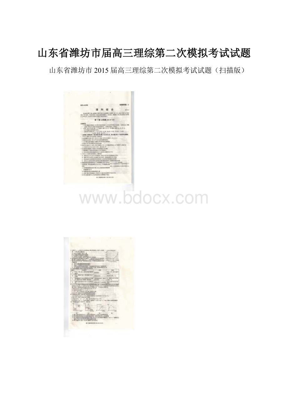 山东省潍坊市届高三理综第二次模拟考试试题.docx