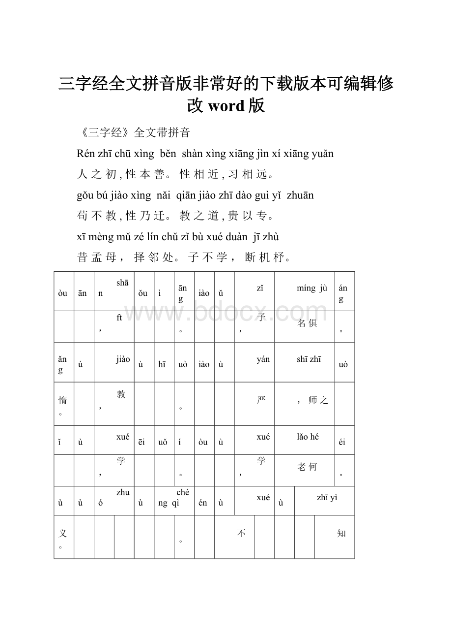 三字经全文拼音版非常好的下载版本可编辑修改word版.docx