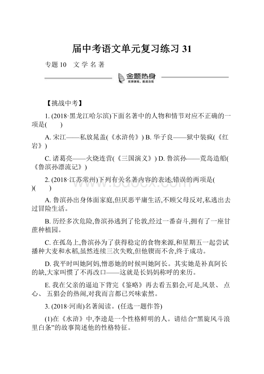 届中考语文单元复习练习31.docx